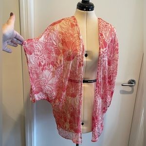 Winter Kate kimono, natural silk, red, size L